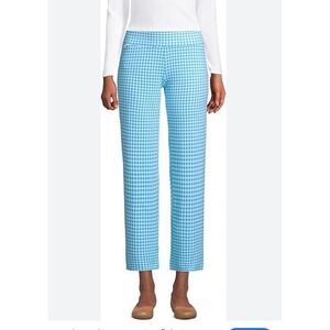 Lands' End  starfish Crop Pants Women's‎ Size Small 6-8 turquoise check Cotton